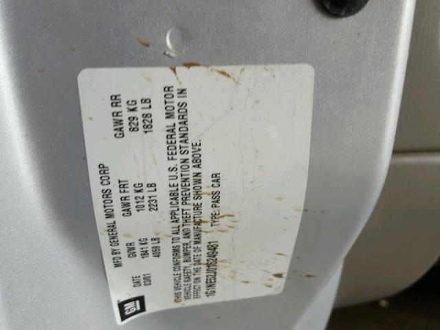 1G1NE52J016249481 - 2001 CHEVROLET MALIBU LS 银色 照片 10