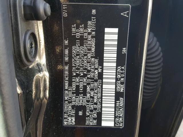 5TDDY5G18BS054233 - 2011 TOYOTA SEQUOIA PL BLACK photo 10