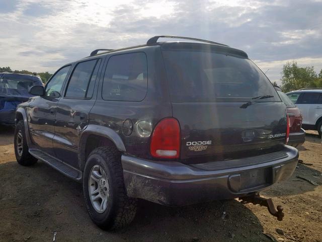 1B8HS38N12F209418 - 2002 DODGE DURANGO SP BLACK photo 3