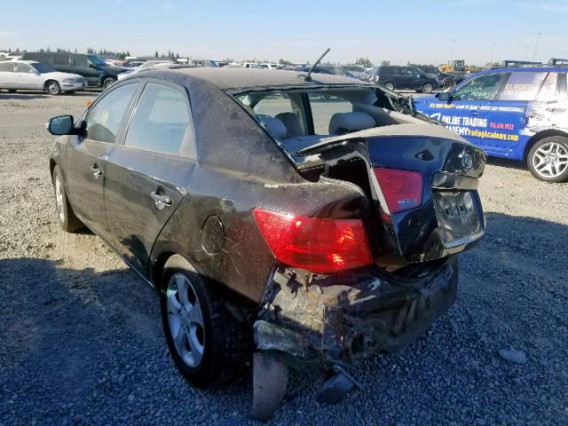 KNAFU4A28A5067372 - 2010 KIA FORTE EX BLACK photo 3