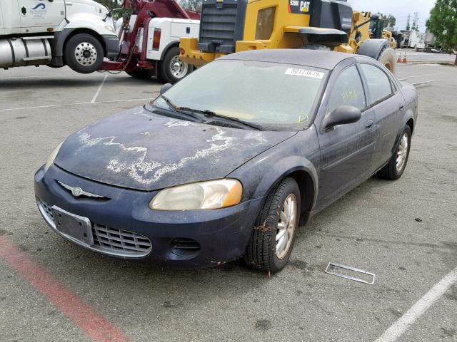 1C3EL46R22N165844 - 2002 CHRYSLER SEBRING LX BLUE photo 2