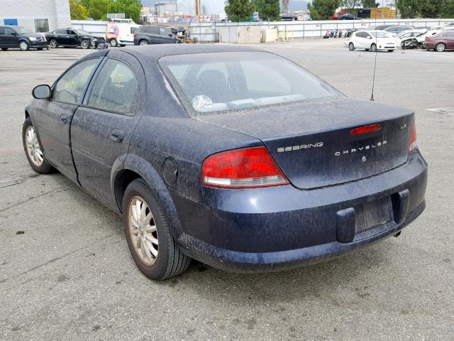 1C3EL46R22N165844 - 2002 CHRYSLER SEBRING LX BLUE photo 3