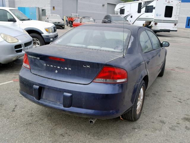 1C3EL46R22N165844 - 2002 CHRYSLER SEBRING LX BLUE photo 4