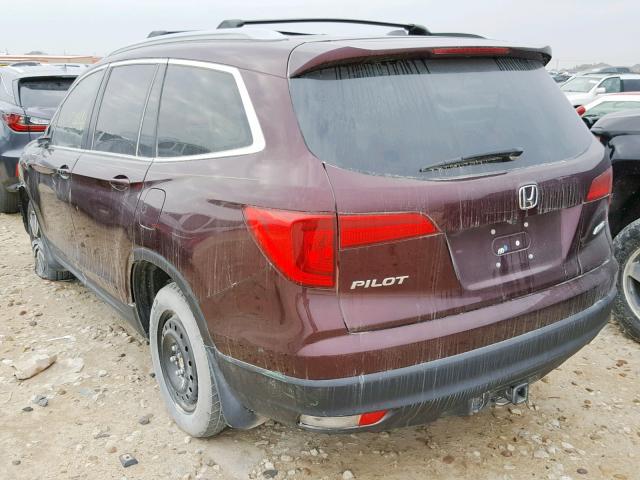 5FNYF6H77GB124199 - 2016 HONDA PILOT EXLN BURGUNDY photo 3