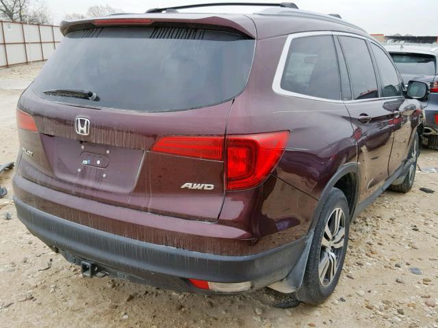 5FNYF6H77GB124199 - 2016 HONDA PILOT EXLN BURGUNDY photo 4