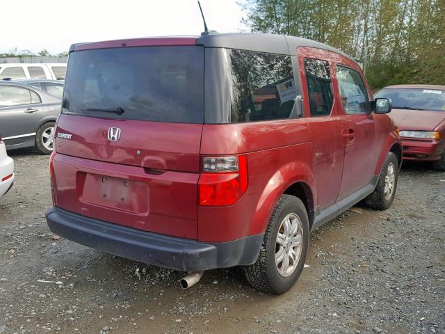 5J6YH28798L007235 - 2008 HONDA ELEMENT EX RED photo 4