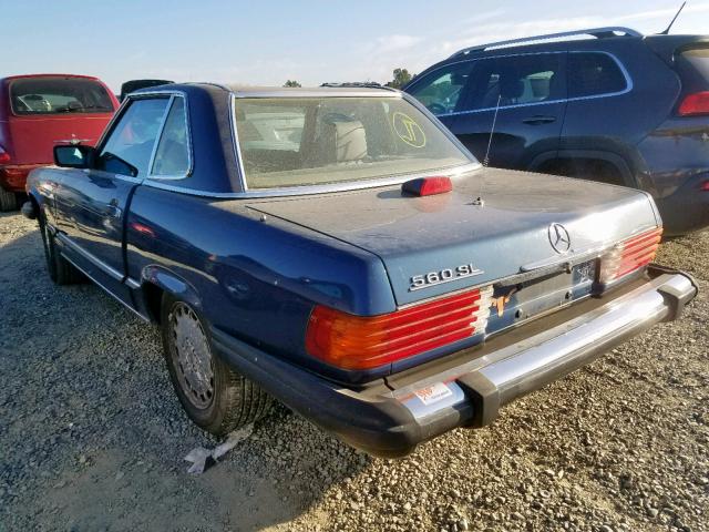 WDBBA48D4GA051640 - 1986 MERCEDES-BENZ 560 SL BLUE photo 3