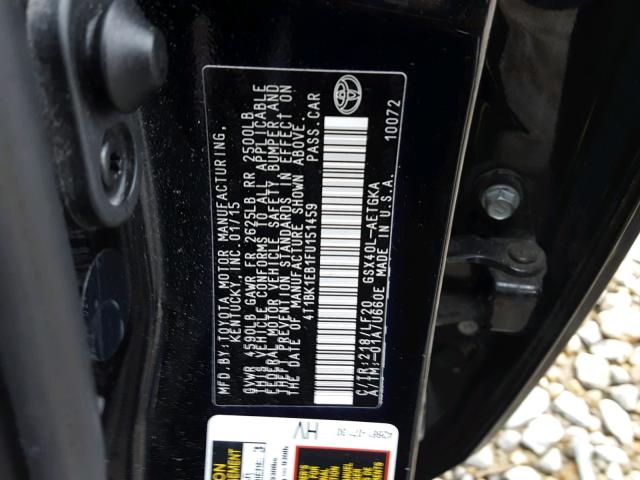 4T1BK1EB1FU151459 - 2015 TOYOTA AVALON XLE BLACK photo 10