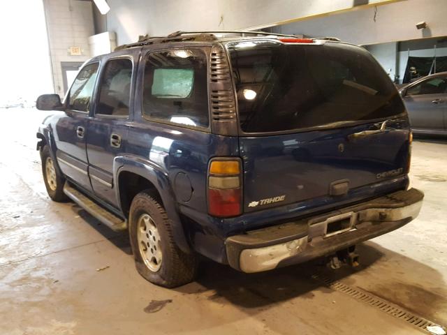 1GNEK13T95J129665 - 2005 CHEVROLET TAHOE K150 BLUE photo 3