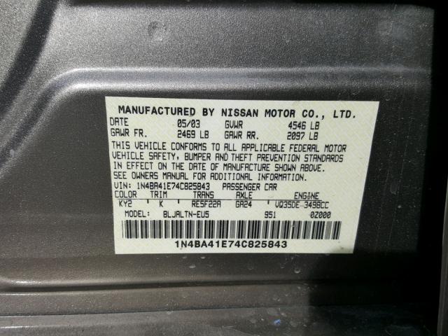 1N4BA41E74C825843 - 2004 NISSAN MAXIMA SE GOLD photo 10