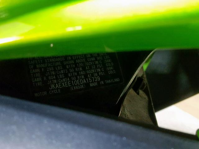 JKAEXEE10EDA15739 - 2014 KAWASAKI EX650 E GREEN photo 19