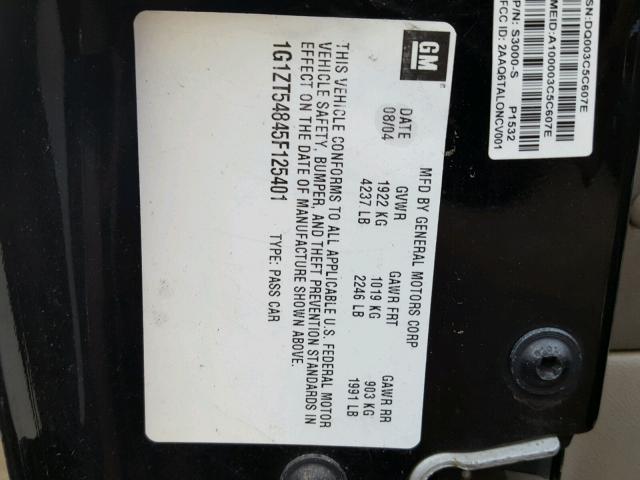 1G1ZT54845F125401 - 2005 CHEVROLET MALIBU LS BLACK photo 10