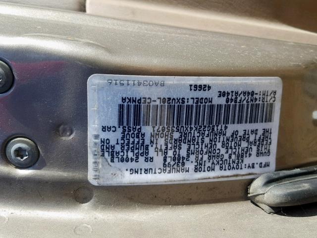 4T1BG22K4XU535071 - 1999 TOYOTA CAMRY CE TAN photo 10