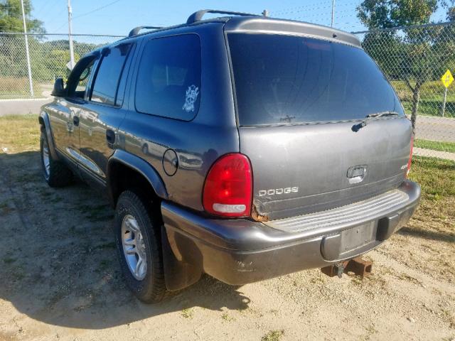 1B4HS28N41F589655 - 2001 DODGE DURANGO GRAY photo 3