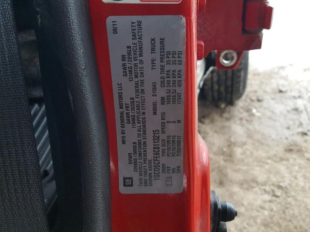 1GCDSCFE6C8113215 - 2012 CHEVROLET COLORADO L RED photo 10