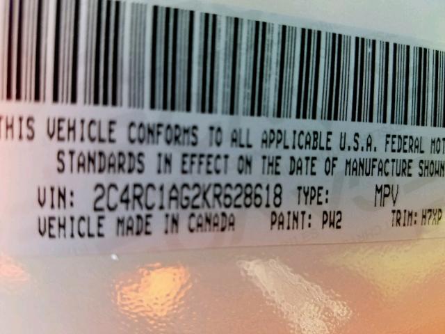 2C4RC1AG2KR628618 - 2019 CHRYSLER PACIFICA L BEIGE photo 10