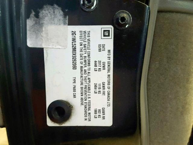 2G1WL52M0X9262060 - 1999 CHEVROLET LUMINA BAS BLACK photo 10