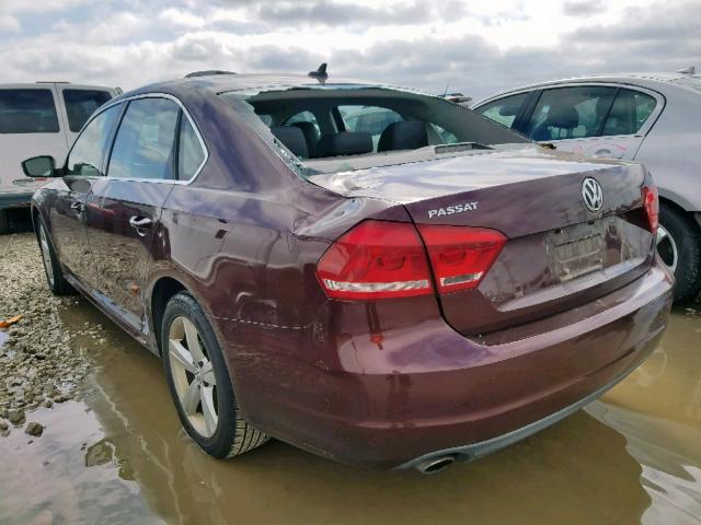 1VWBH7A31CC022222 - 2012 VOLKSWAGEN PASSAT SE PURPLE photo 3