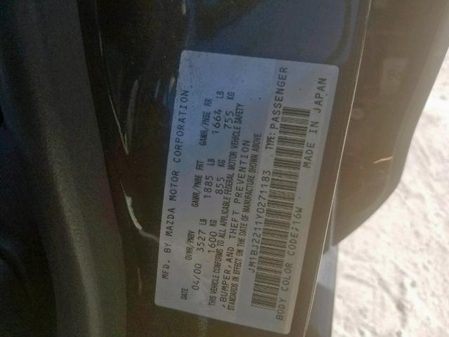 JM1BJ2211Y0271183 - 2000 MAZDA PROTEGE ES 黑色 照片 10