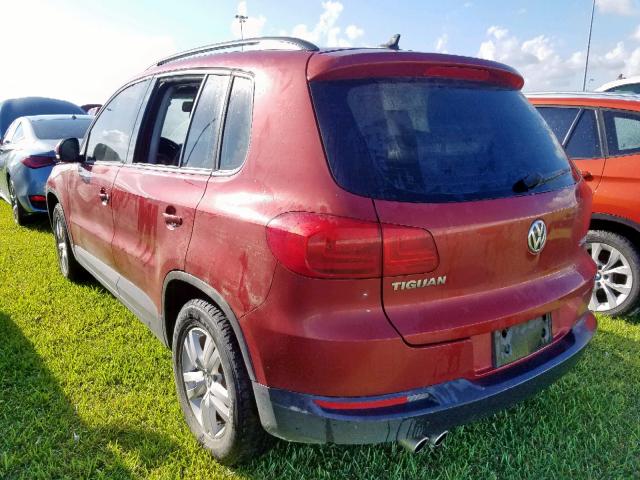 WVGAV7AX7FW064662 - 2015 VOLKSWAGEN TIGUAN S BURGUNDY photo 3