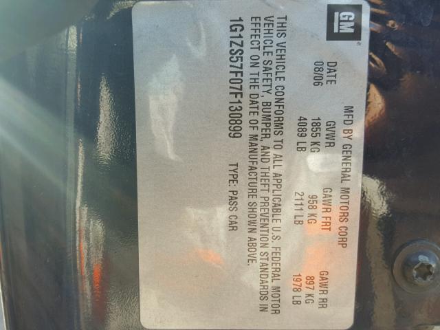 1G1ZS57F07F130899 - 2007 CHEVROLET MALIBU LS 蓝色 照片 10