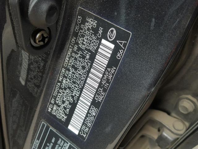 JTHBD192630079541 - 2003 LEXUS IS 300 GRAY photo 10