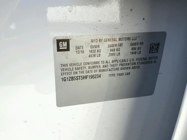 1G1ZB5ST5HF196234 - 2017 CHEVROLET MALIBU LS 白色 照片 10