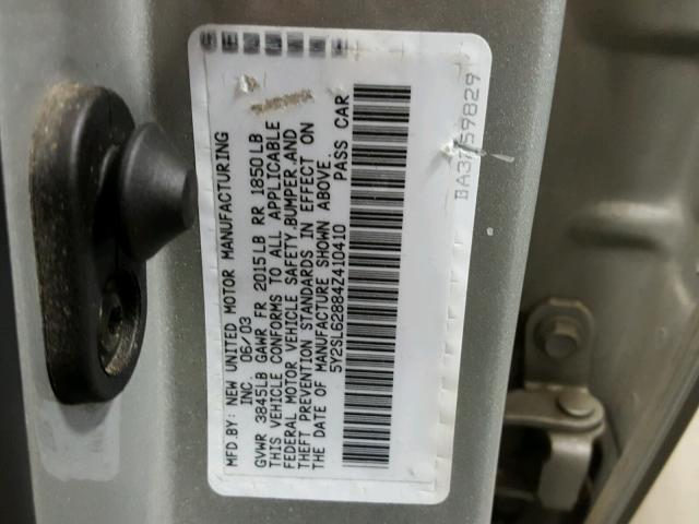 5Y2SL62884Z410410 - 2004 PONTIAC VIBE SILVER photo 10