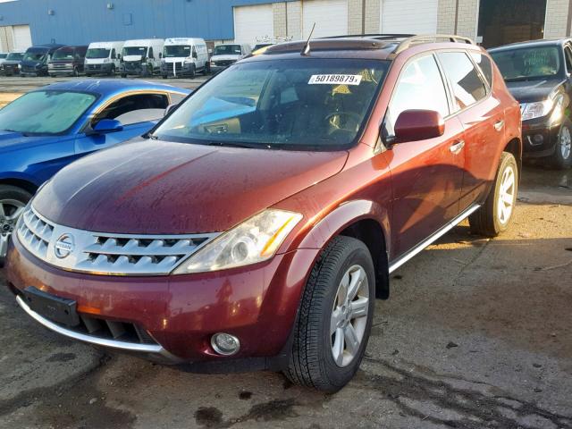 JN8AZ08W96W528164 - 2006 NISSAN MURANO SL BURGUNDY photo 2