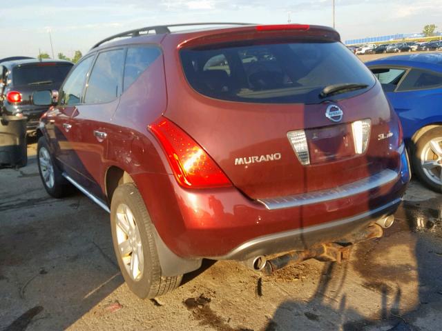 JN8AZ08W96W528164 - 2006 NISSAN MURANO SL BURGUNDY photo 3