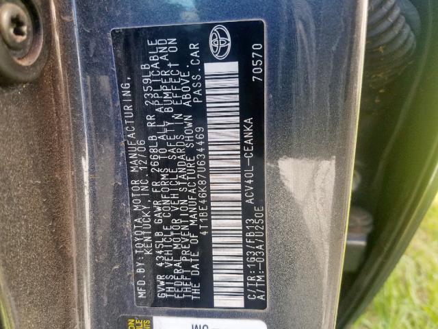 4T1BE46K87U634469 - 2007 TOYOTA CAMRY NEW CHARCOAL photo 10