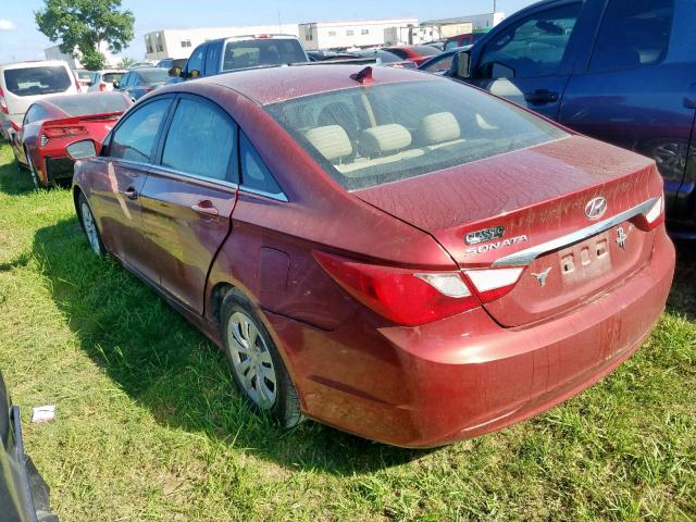 5NPEB4AC7BH296463 - 2011 HYUNDAI SONATA GLS RED photo 3