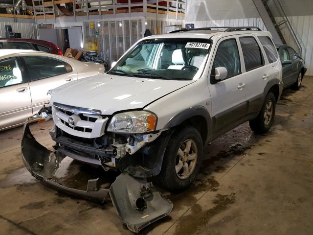 4F2CZ94185KM34754 - 2005 MAZDA TRIBUTE S WHITE photo 2