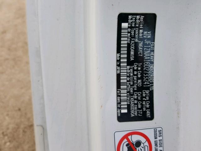 JF1ZNAA16D2733241 - 2013 TOYOTA SCION FR-S WHITE photo 10