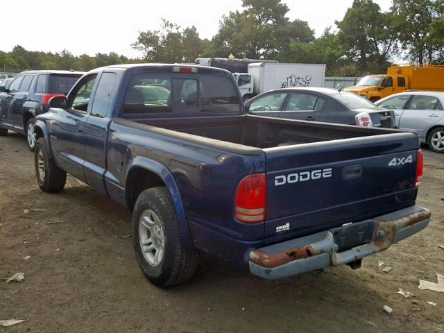 1B7GG32N42S614335 - 2002 DODGE DAKOTA SPO BLUE photo 3