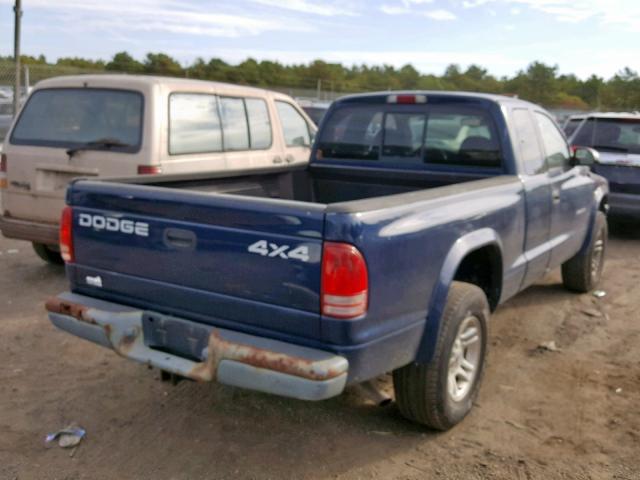 1B7GG32N42S614335 - 2002 DODGE DAKOTA SPO BLUE photo 4