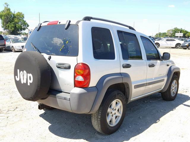 1J4GL48K43W723767 - 2003 JEEP LIBERTY SP SILVER photo 4