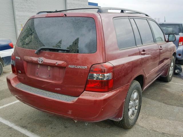 JTEDP21A770127074 - 2007 TOYOTA HIGHLANDER BURGUNDY photo 4