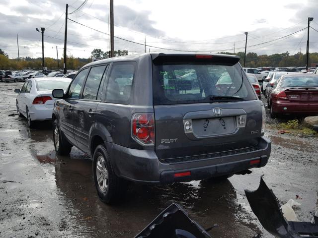 2HKYF18117H530012 - 2007 HONDA PILOT LX GRAY photo 3