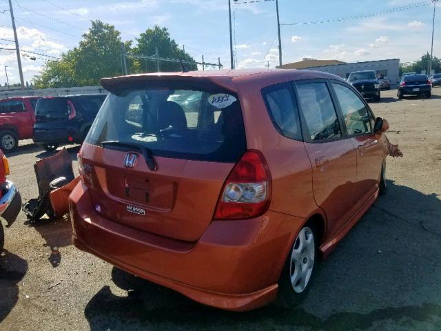 JHMGD38667S036415 - 2007 HONDA FIT S ORANGE photo 4