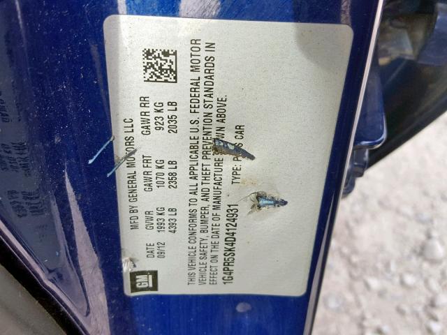 1G4PR5SK4D4124931 - 2013 BUICK VERANO CON BLUE photo 10