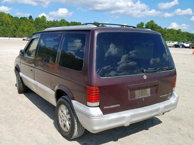 2P4GH453XSR206769 - 1995 PLYMOUTH VOYAGER SE BURGUNDY photo 3