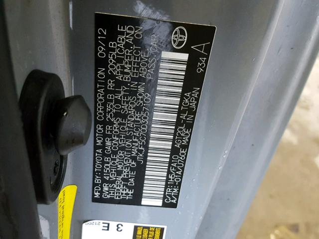 JTKJF5C70D3057109 - 2013 TOYOTA SCION TC Boz foto 10