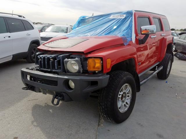 5GTDN13E878178467 - 2007 HUMMER H3 RED photo 2