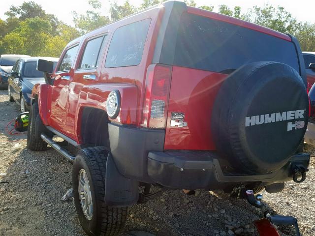 5GTDN13E878178467 - 2007 HUMMER H3 RED photo 3