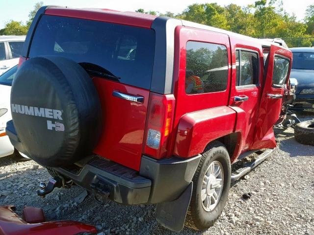 5GTDN13E878178467 - 2007 HUMMER H3 RED photo 4