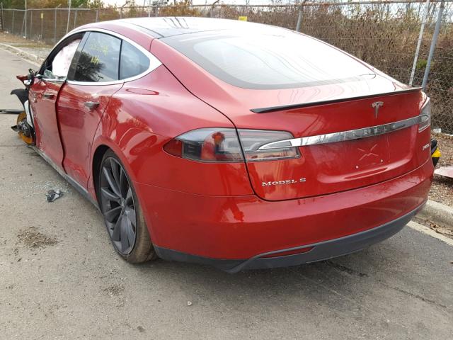 5YJSA4H49FF081353 - 2015 TESLA MODEL S P8 RED photo 3