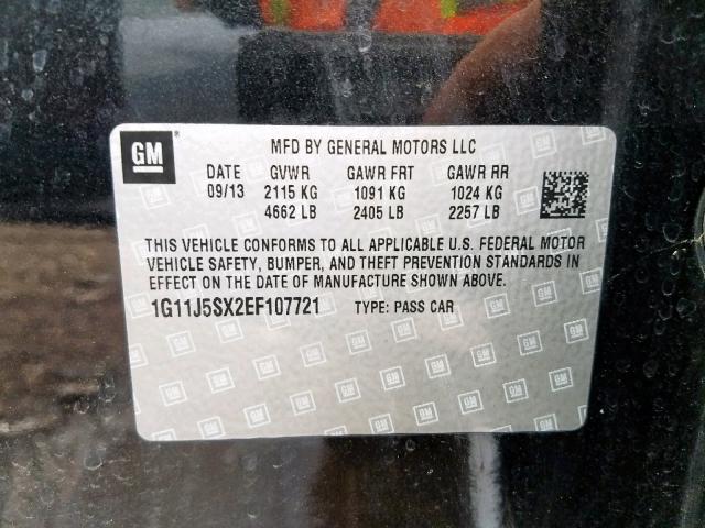 1G11J5SX2EF107721 - 2014 CHEVROLET MALIBU LTZ Қара фото 10