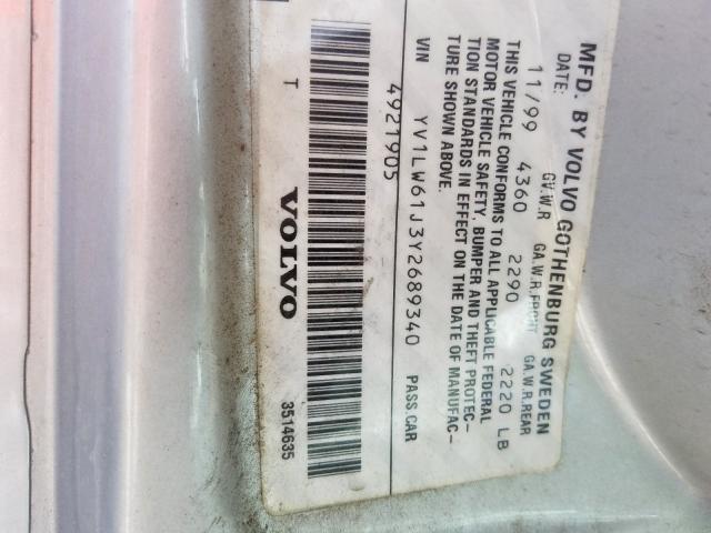 YV1LW61J3Y2689340 - 2000 VOLVO V70 BASE SILVER photo 10