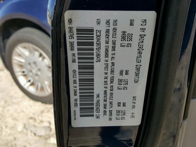 2C3KA43R76H106476 - 2006 CHRYSLER 300 BLUE photo 10